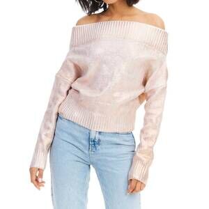 NEW ALLISON NEW YORK foiled alba sweater in rose gold